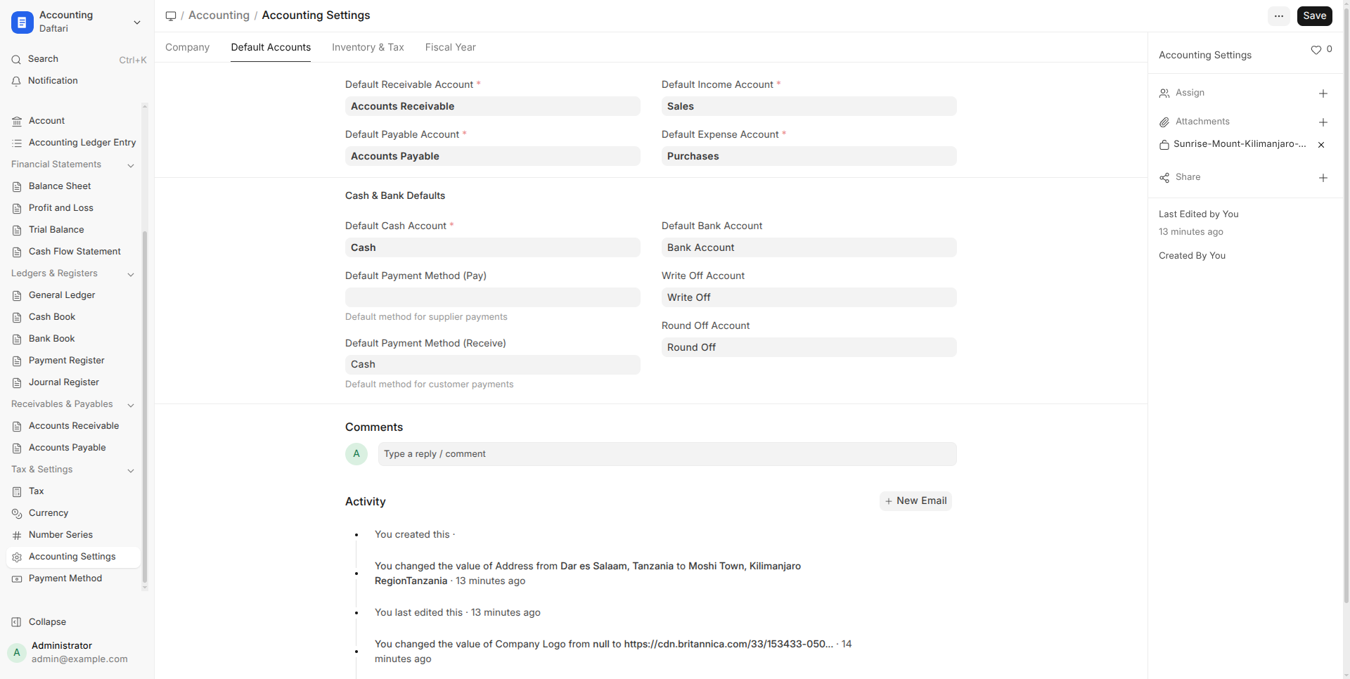 Default Accounts