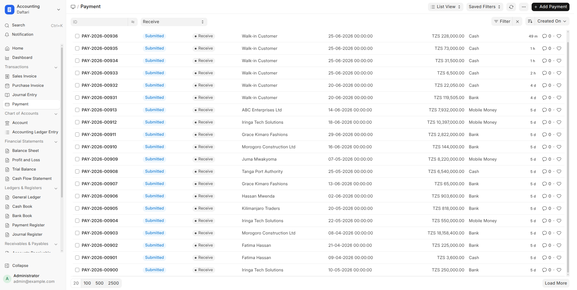 Payment List